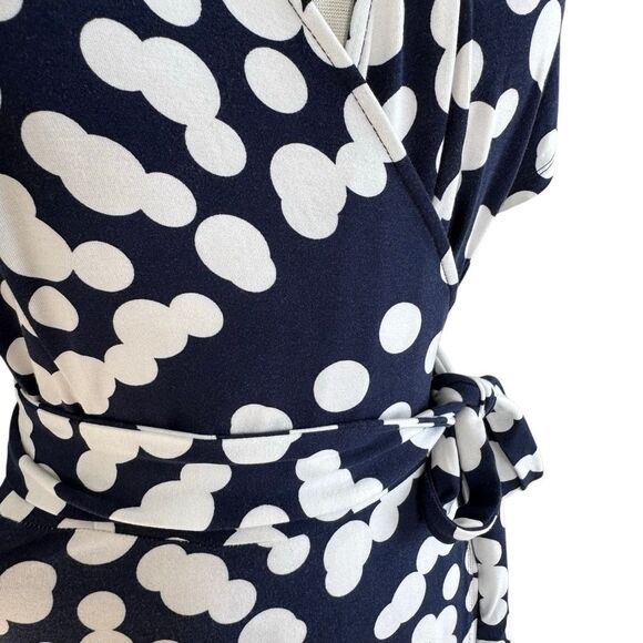 CAbi The Perfect Wrap Dress Blue White Polka Dot Size Small Short Sleeve Maxi - Picture 6 of 10